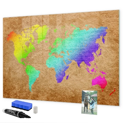 Dry erase board magnetic Colorful map with photo spots