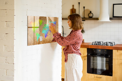 Dry erase board magnetic Colorful map with photo spots