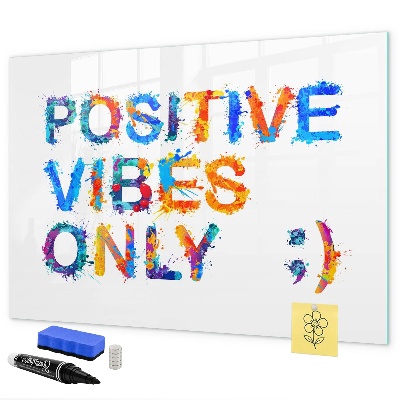 Magnetic dry erase board Positive vibes in a colorful style
