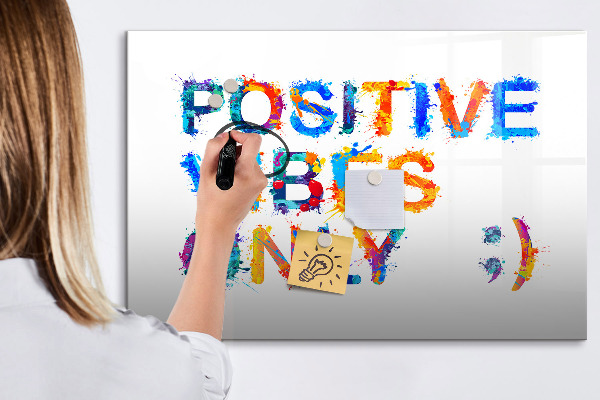 Magnetic dry erase board Positive vibes in a colorful style