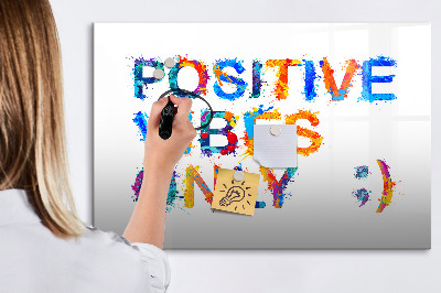 Magnetic dry erase board Positive vibes in a colorful style