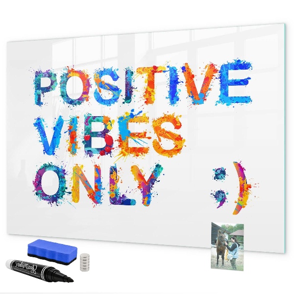 Magnetic dry erase board Positive vibes in a colorful style