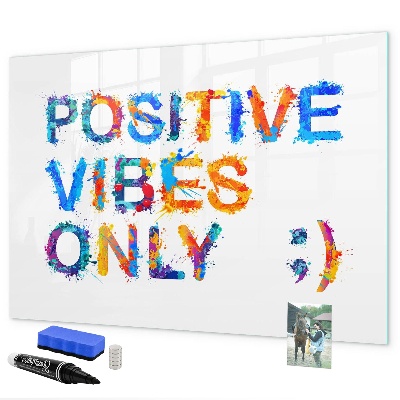Magnetic dry erase board Positive vibes in a colorful style