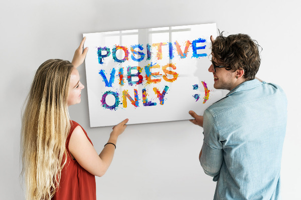 Magnetic dry erase board Positive vibes in a colorful style
