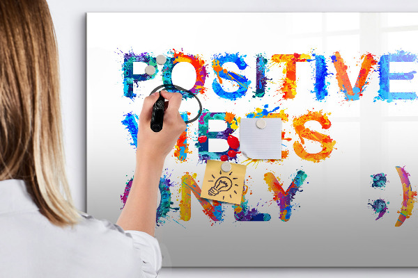 Magnetic dry erase board Positive vibes in a colorful style
