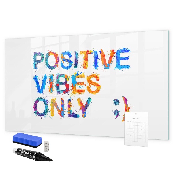 Magnetic dry erase board Positive vibes in a colorful style
