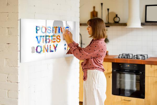 Magnetic dry erase board Positive vibes in a colorful style