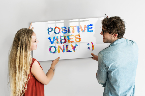 Magnetic dry erase board Positive vibes in a colorful style