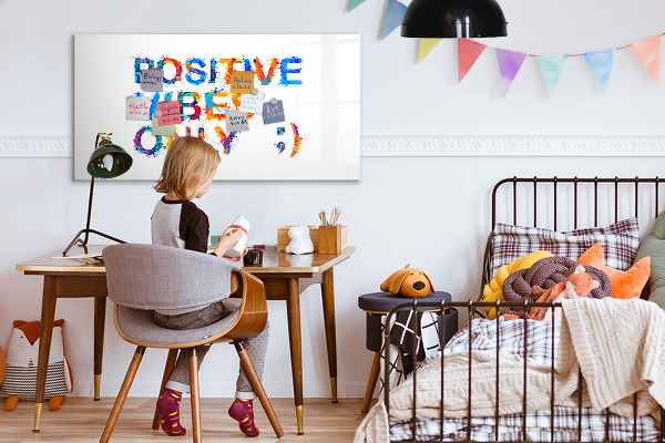 Magnetic dry erase board Positive vibes in a colorful style