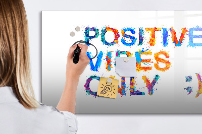Magnetic dry erase board Positive vibes in a colorful style
