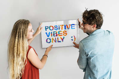 Magnetic dry erase board Positive vibes in a colorful style