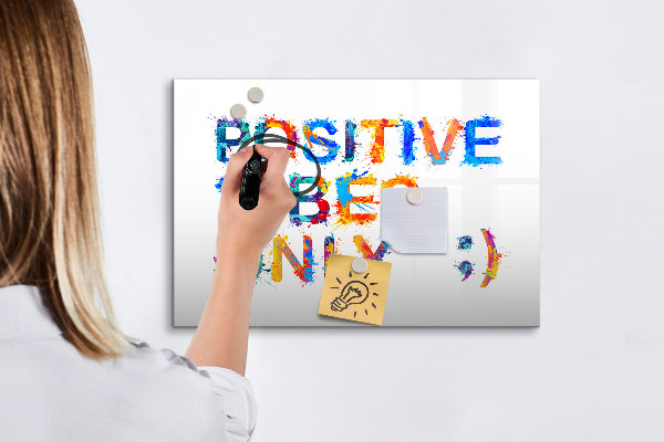 Magnetic dry erase board Positive vibes in a colorful style