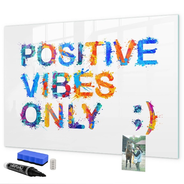 Magnetic dry erase board Positive vibes in a colorful style
