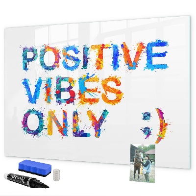 Magnetic dry erase board Positive vibes in a colorful style