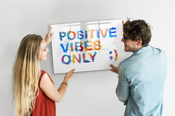 Magnetic dry erase board Positive vibes in a colorful style