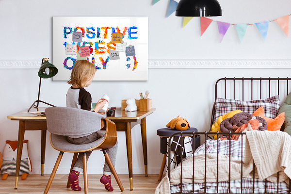 Magnetic dry erase board Positive vibes in a colorful style