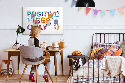 Magnetic dry erase board Positive vibes in a colorful style