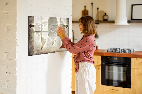 Magnetic dry erase board Memories Map with Personal Photos
