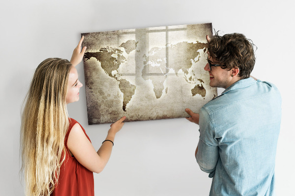 Magnetic dry erase board Memories Map with Personal Photos