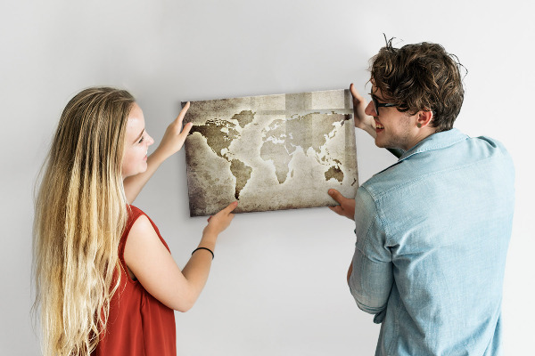 Magnetic dry erase board Memories Map with Personal Photos