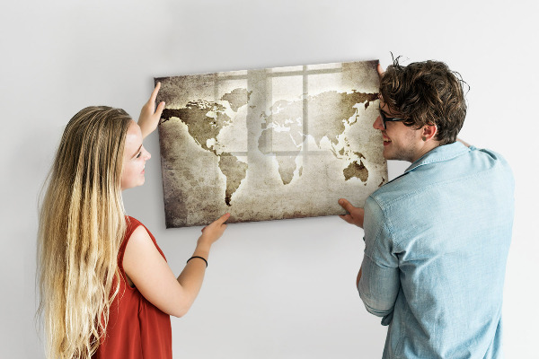 Magnetic dry erase board Memories Map with Personal Photos