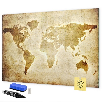 Dry erase board magnetic A world map with personal memories