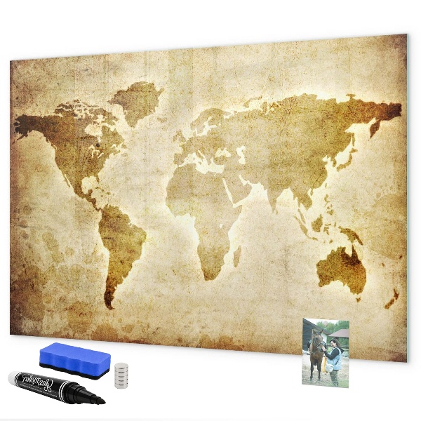 Dry erase board magnetic A world map with personal memories
