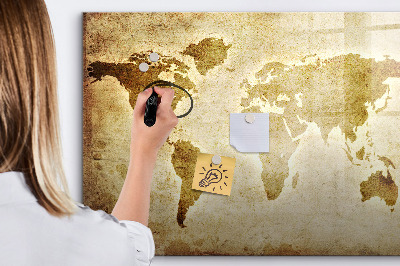 Dry erase board magnetic A world map with personal memories