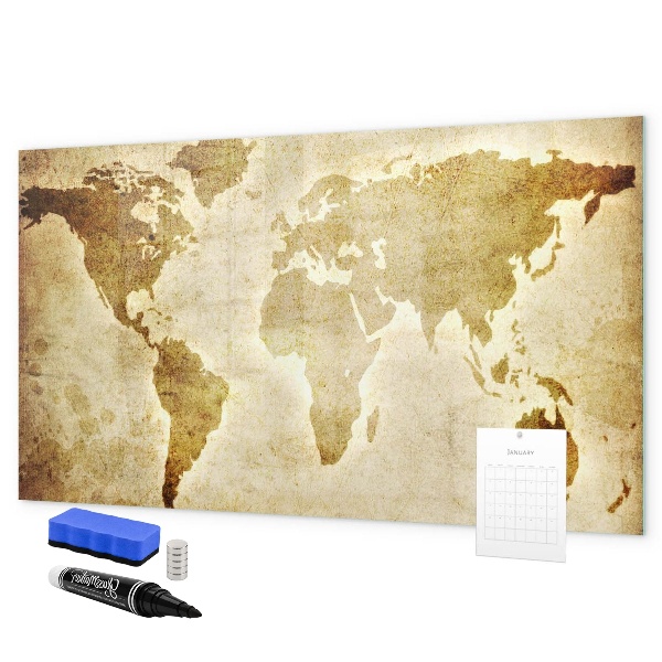 Dry erase board magnetic A world map with personal memories