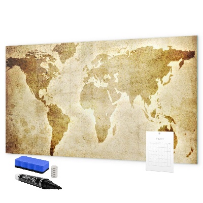 Dry erase board magnetic A world map with personal memories