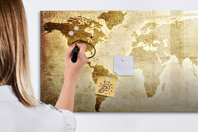 Dry erase board magnetic A world map with personal memories