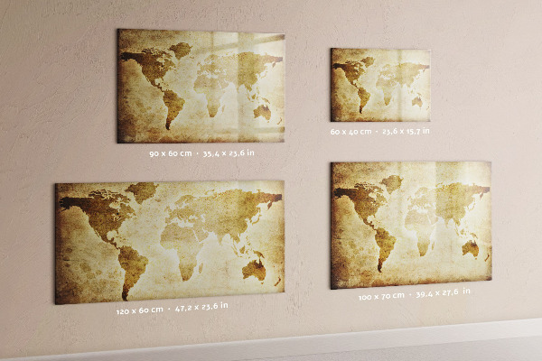Dry erase board magnetic A world map with personal memories