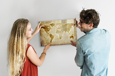 Dry erase board magnetic A world map with personal memories