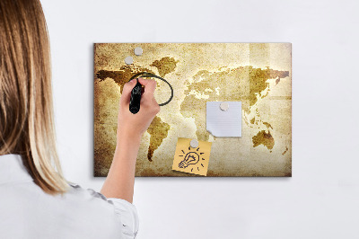 Dry erase board magnetic A world map with personal memories