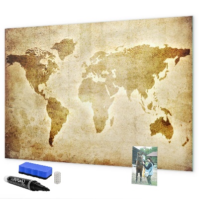 Dry erase board magnetic A world map with personal memories