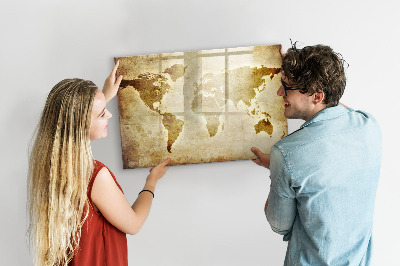 Dry erase board magnetic A world map with personal memories