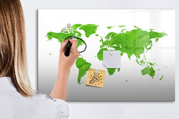 Magnetic dry erase board Green map with photo spots