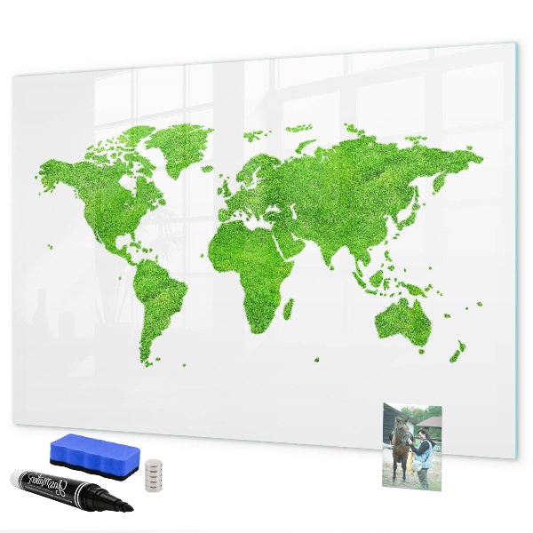 Magnetic dry erase board Green map with photo spots