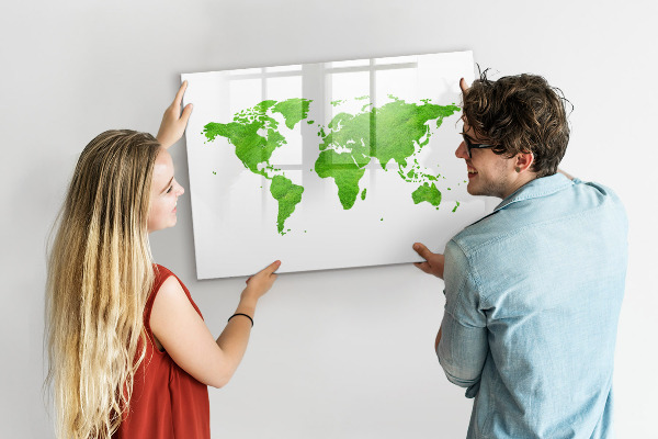 Magnetic dry erase board Green map with photo spots