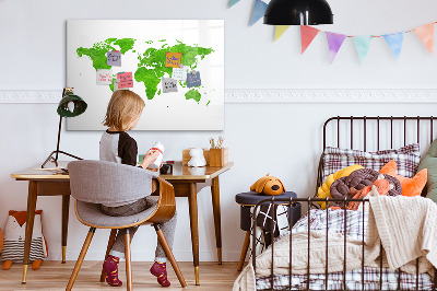Magnetic dry erase board Green map with photo spots