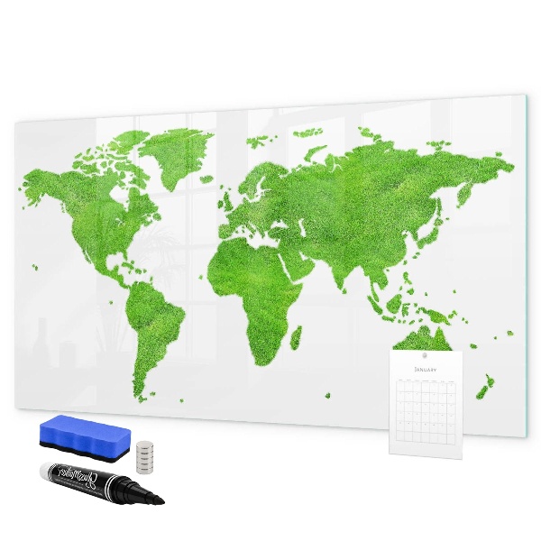 Magnetic dry erase board Green map with photo spots