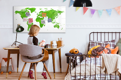 Magnetic dry erase board Green map with photo spots