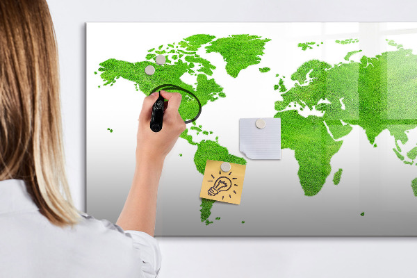 Magnetic dry erase board Green map with photo spots