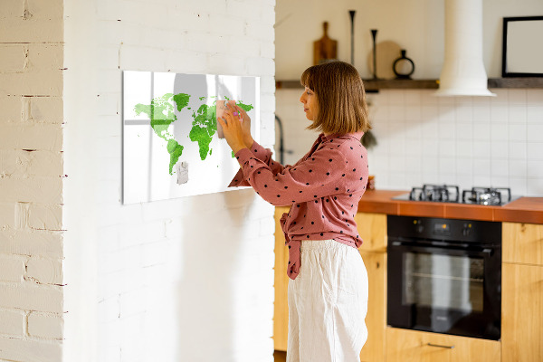 Magnetic dry erase board Green map with photo spots