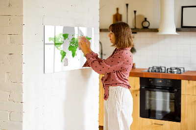 Magnetic dry erase board Green map with photo spots