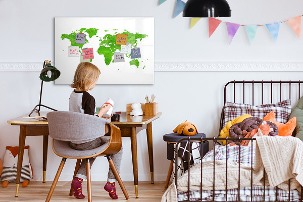 Magnetic dry erase board Green map with photo spots