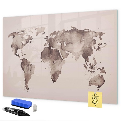 Dry erase board magnetic A world map with personal memories