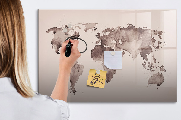 Dry erase board magnetic A world map with personal memories