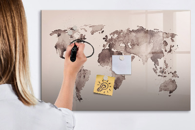 Dry erase board magnetic A world map with personal memories