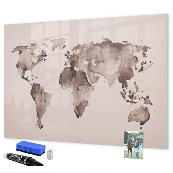 Dry erase board magnetic A world map with personal memories